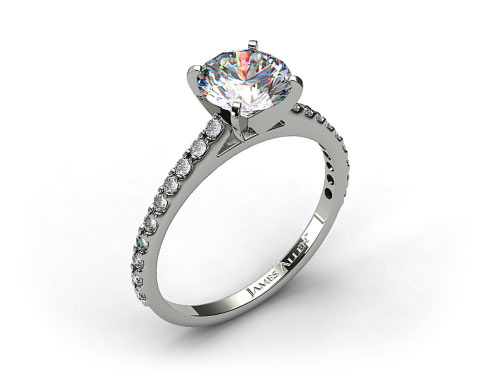 14k White Gold 0.54ct Common Prong Round Shaped Diamond Engagement Ring